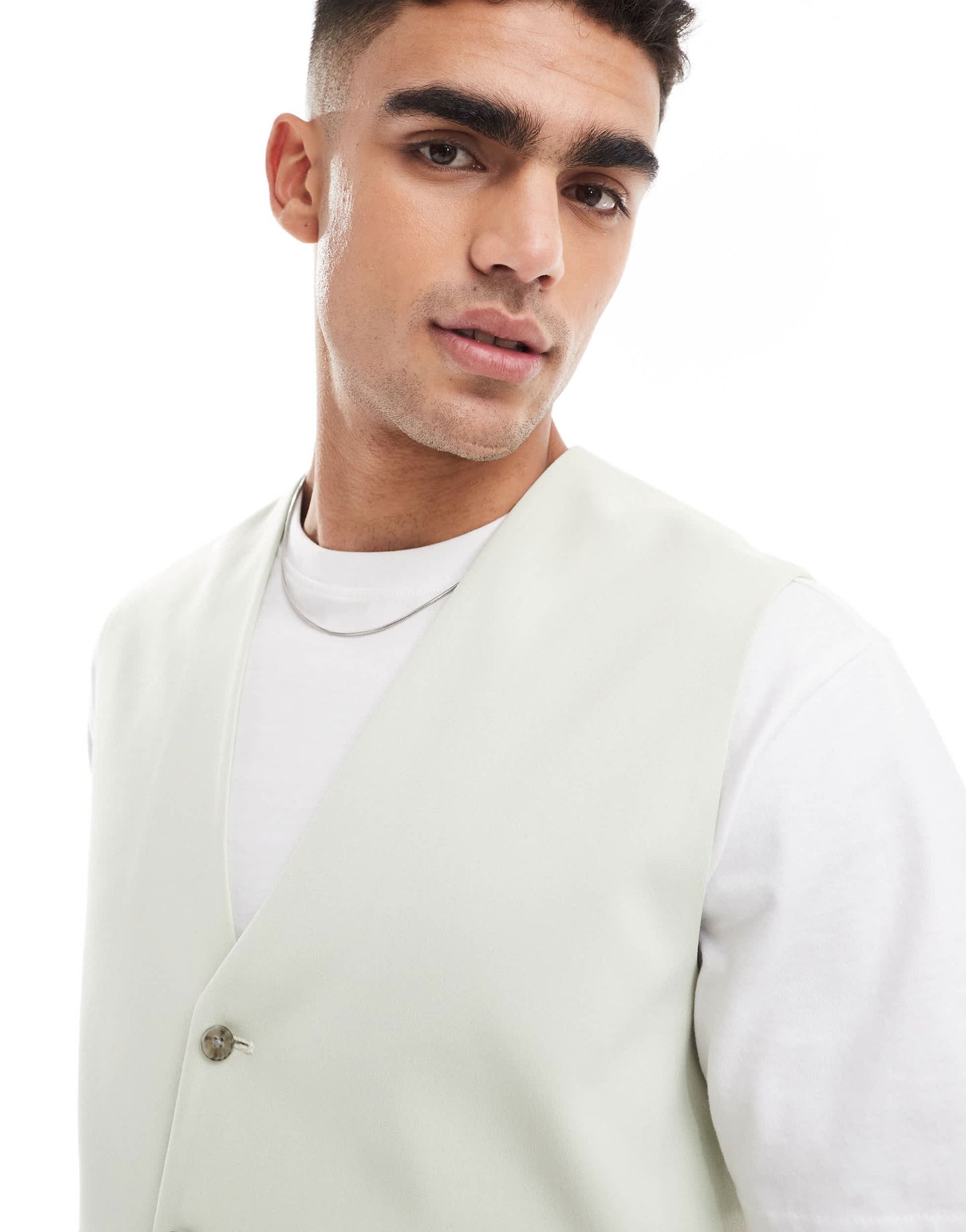 ASOS DESIGN smart co-ord boxy waistcoat in light sage green
