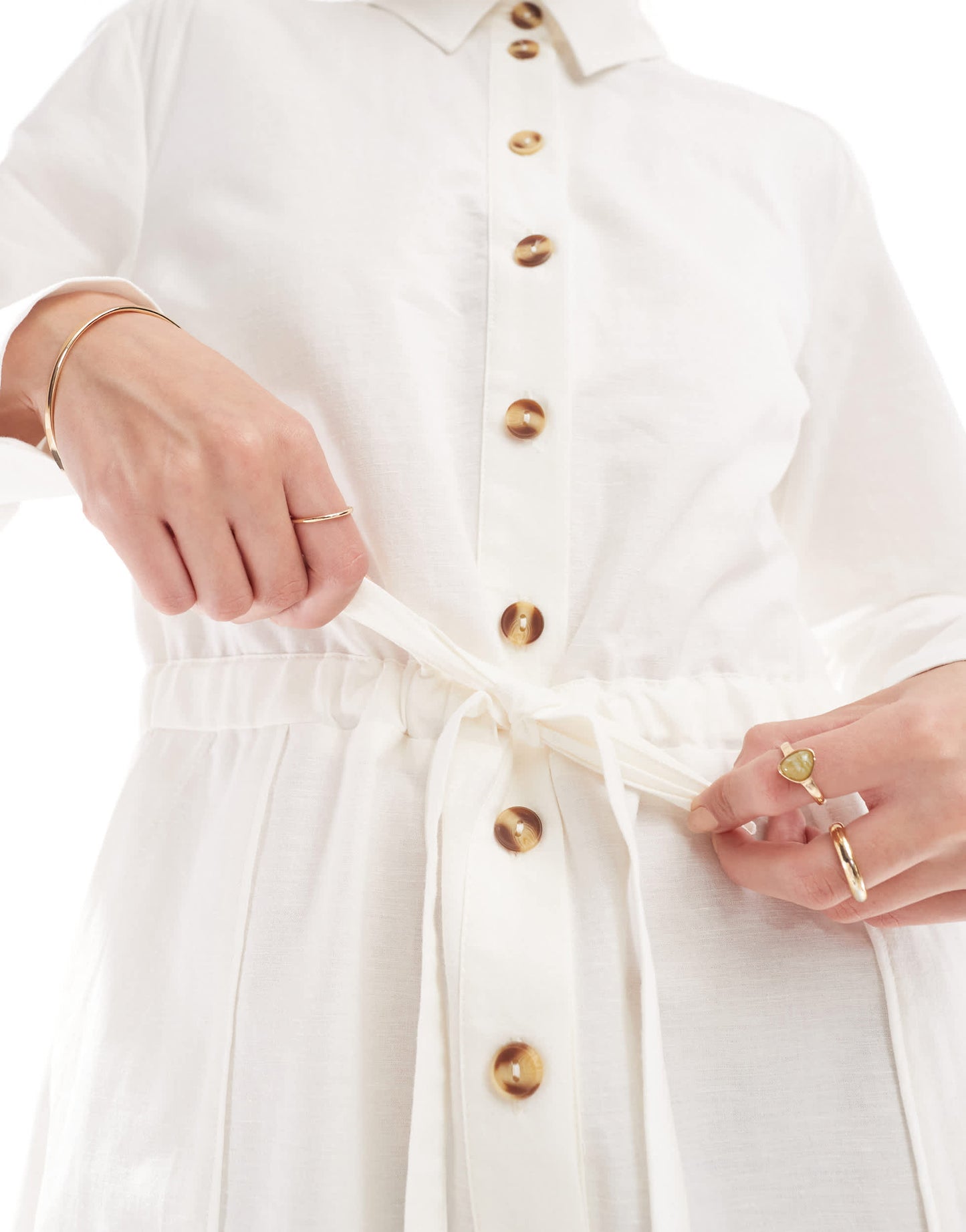 Nobody's Child Mia utility mini shirt dress in white