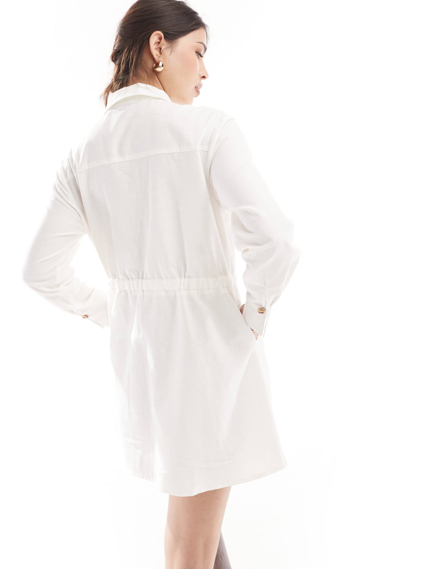 Nobody's Child Mia utility mini shirt dress in white