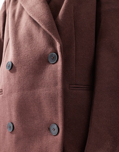 ASOS DESIGN strong shoulder dad coat in chocolate