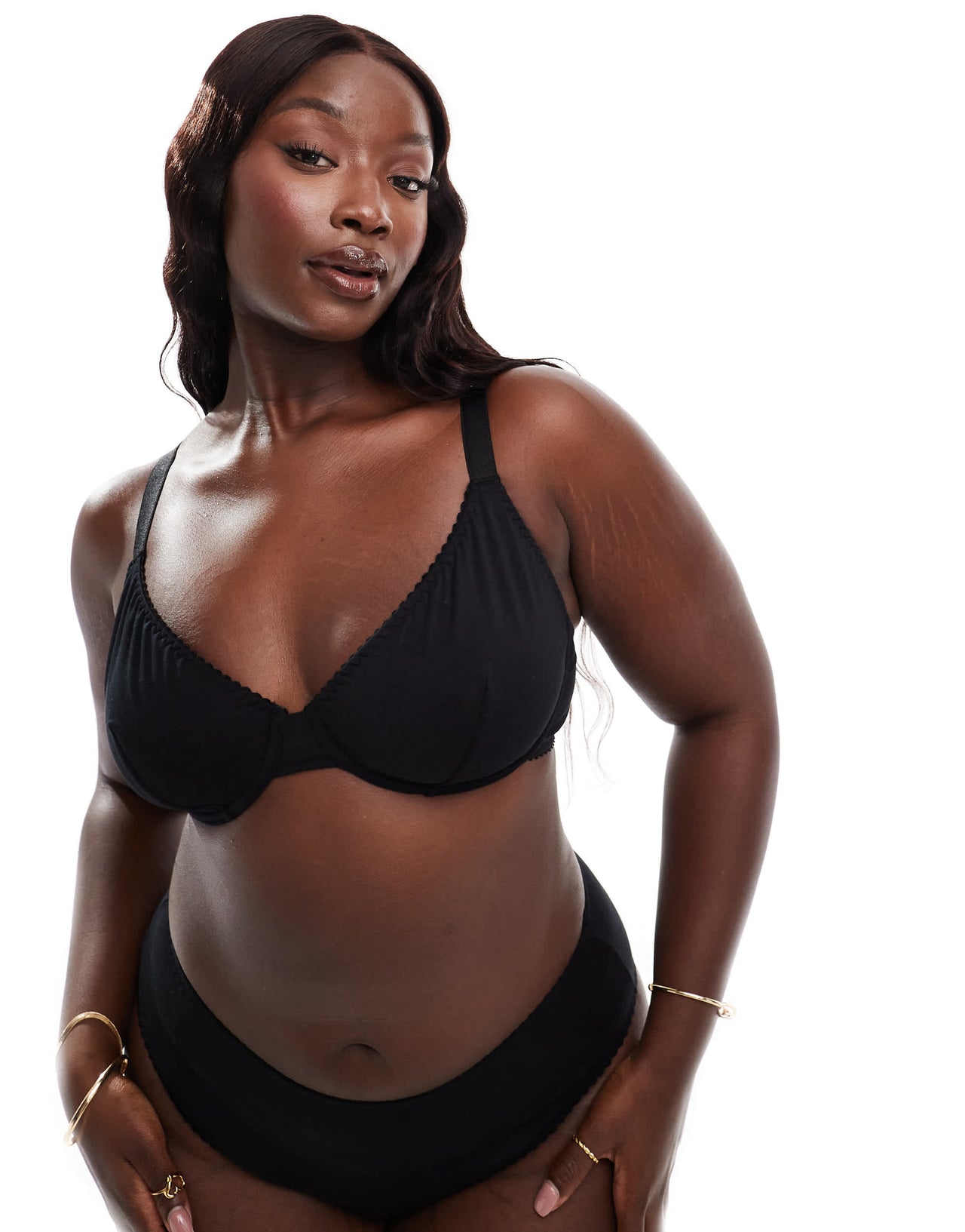 ASOS DESIGN Curve Mila cotton underwired bra in black