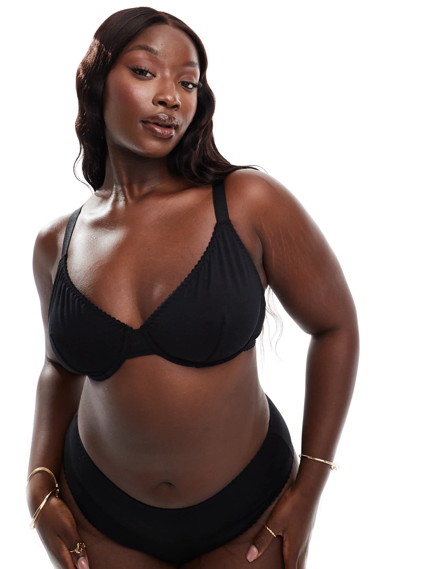 ASOS DESIGN Curve Mila cotton underwired bra in black