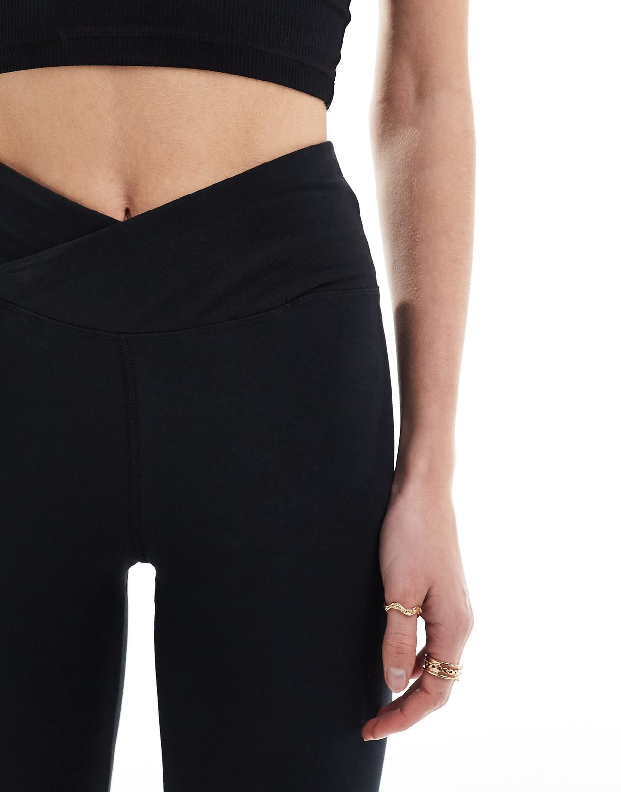 4505 Tall slim kick legging with wrap waist in soft touch fabric in black