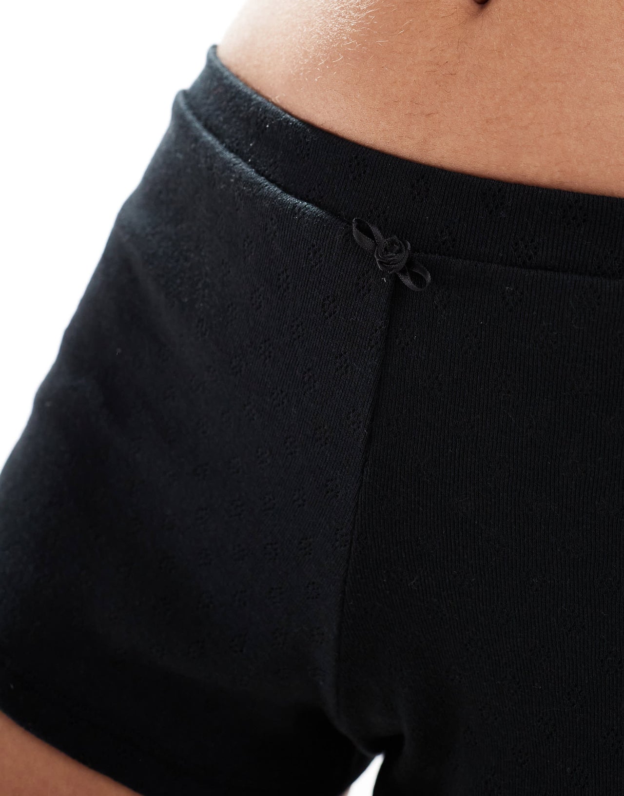 Dorina pointelle floaty short with rosebud detail in black