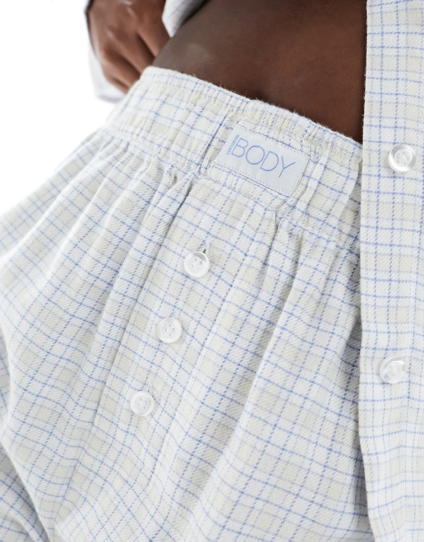 Cotton On flannel check boxer pyjama shorts in panna cotta