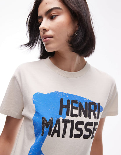 Topshop art musuem graphic Henri Matisse boxy tee in ecru
