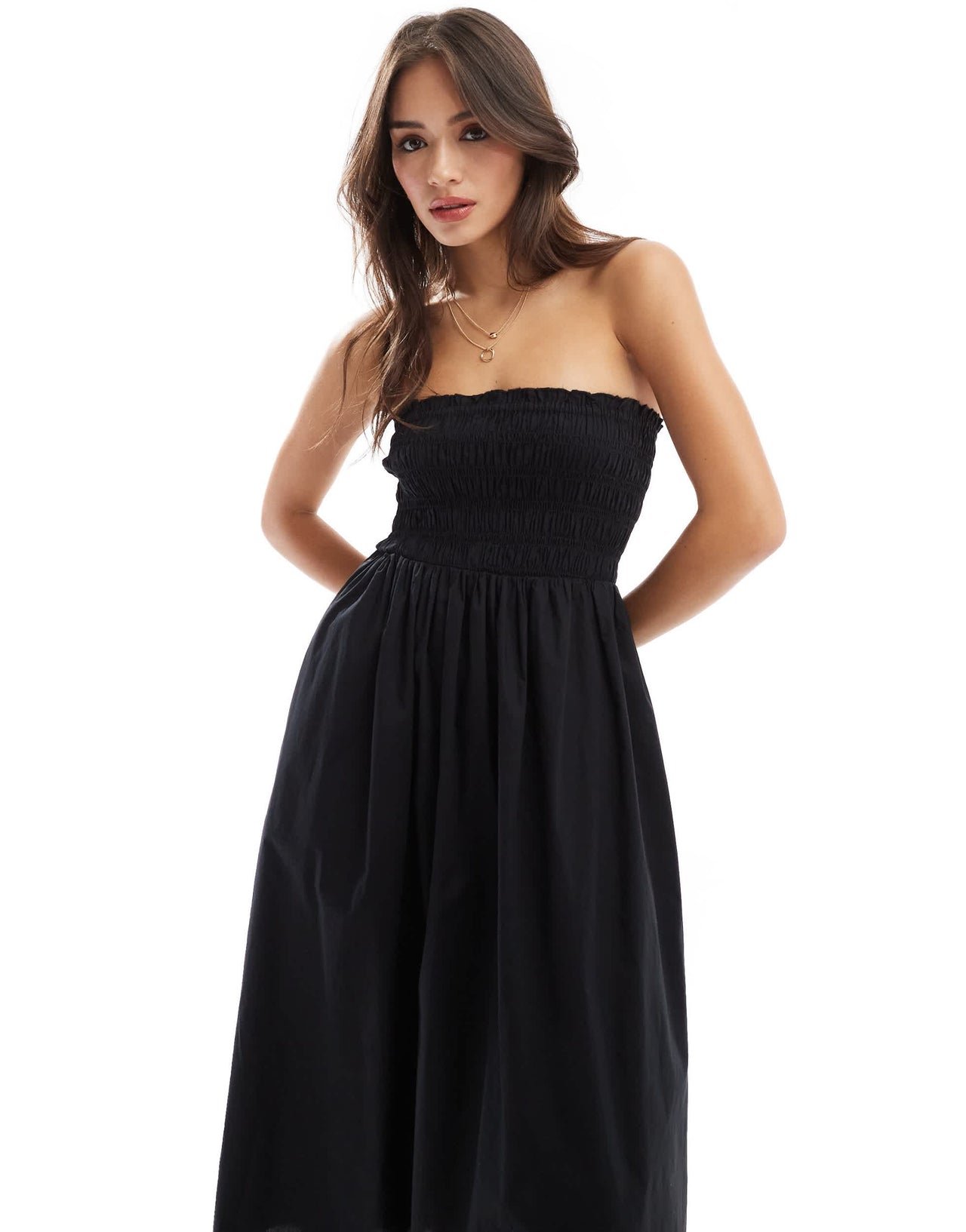 Nobody's Child Annie bandeau midi  smock dress in black