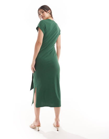 Nobody's Child Dakota knit detail midi dress in green