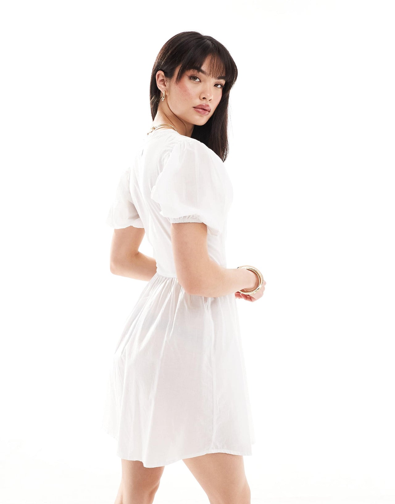 Wednesday's Girl textured wrap mini dress in white