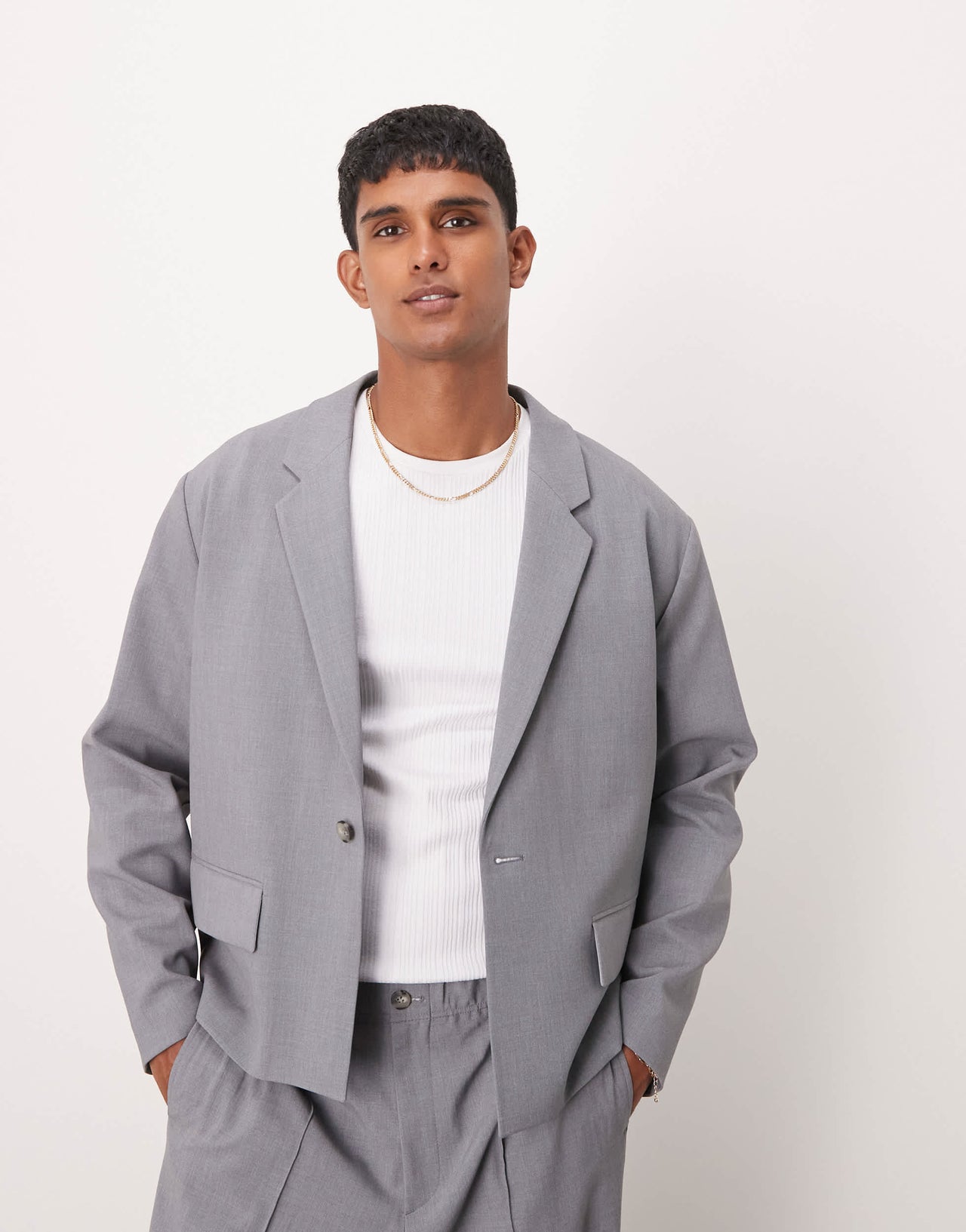 ASOS DESIGN boxy slouchy suit jacket in grey