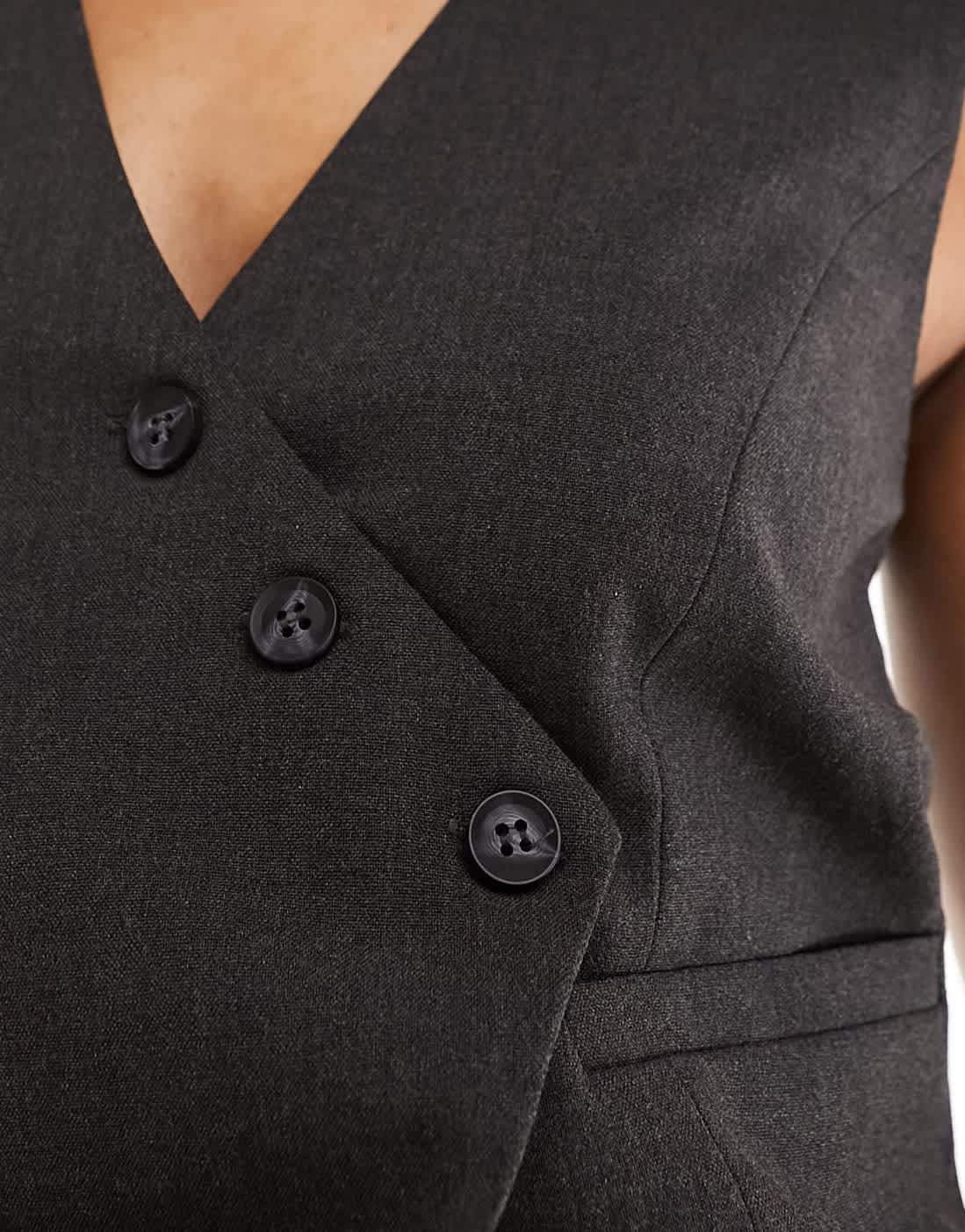 Pull&Bear cross over detail waistcoat in dark grey