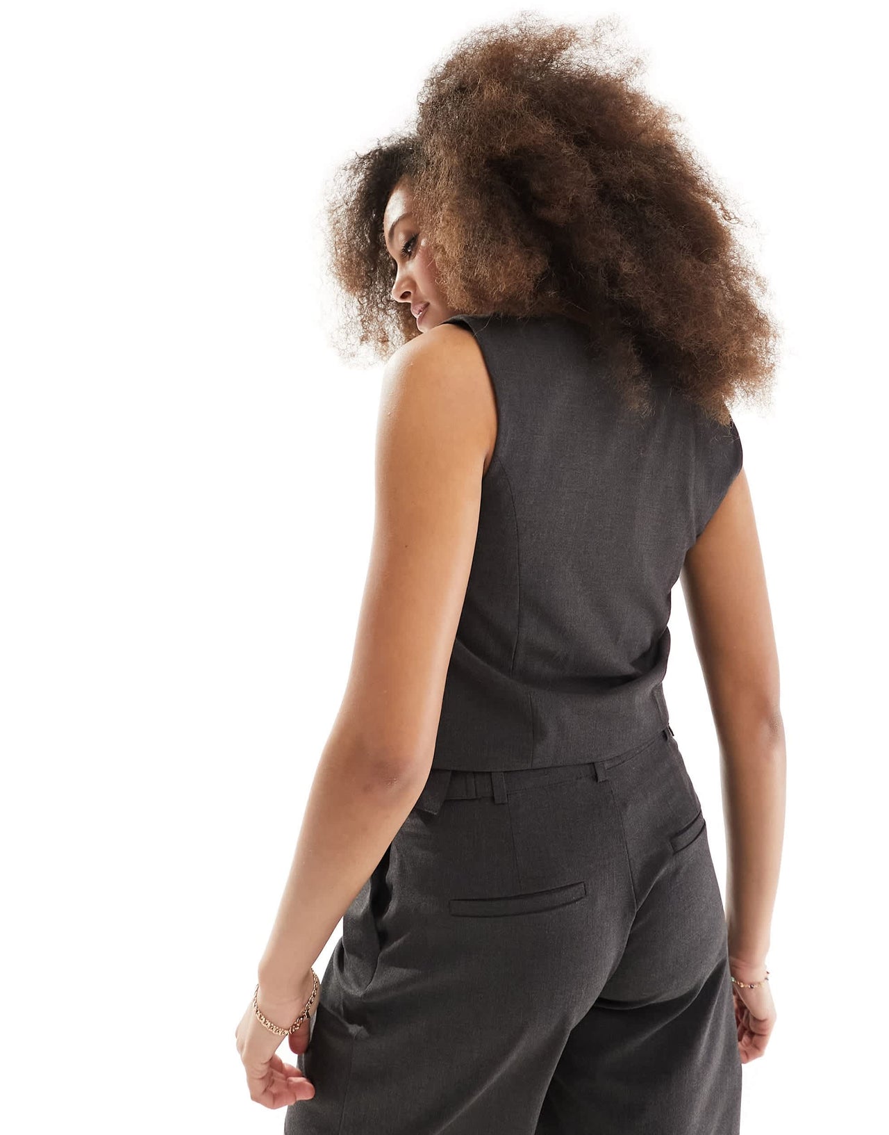 Pull&Bear cross over detail waistcoat in dark grey