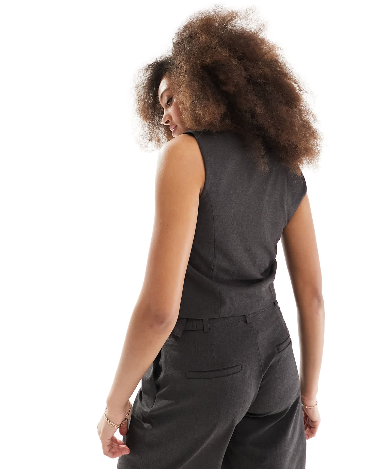 Pull&Bear cross over detail waistcoat in dark grey