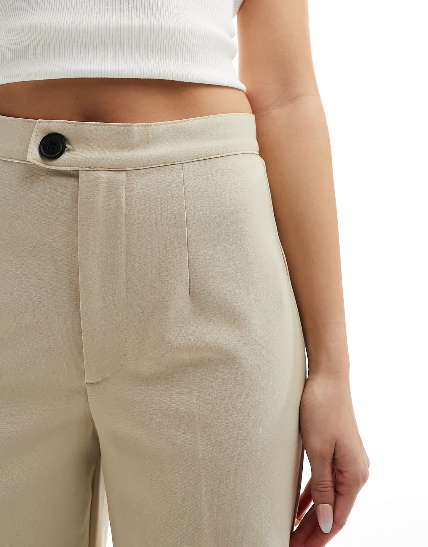 Pull&Bear high waisted tailored trouser in beige