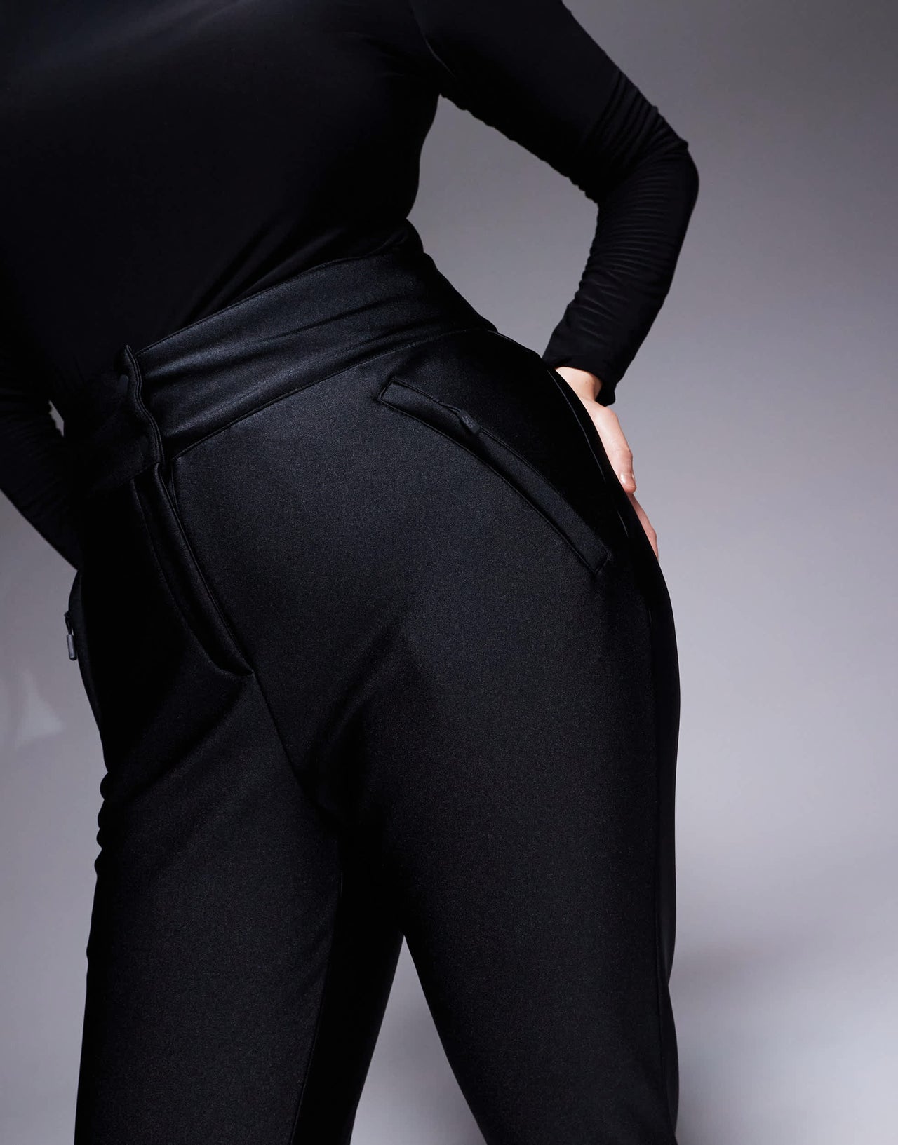 4505 Curve Ski soft shell water repellent skinny ski trousers in black gloss