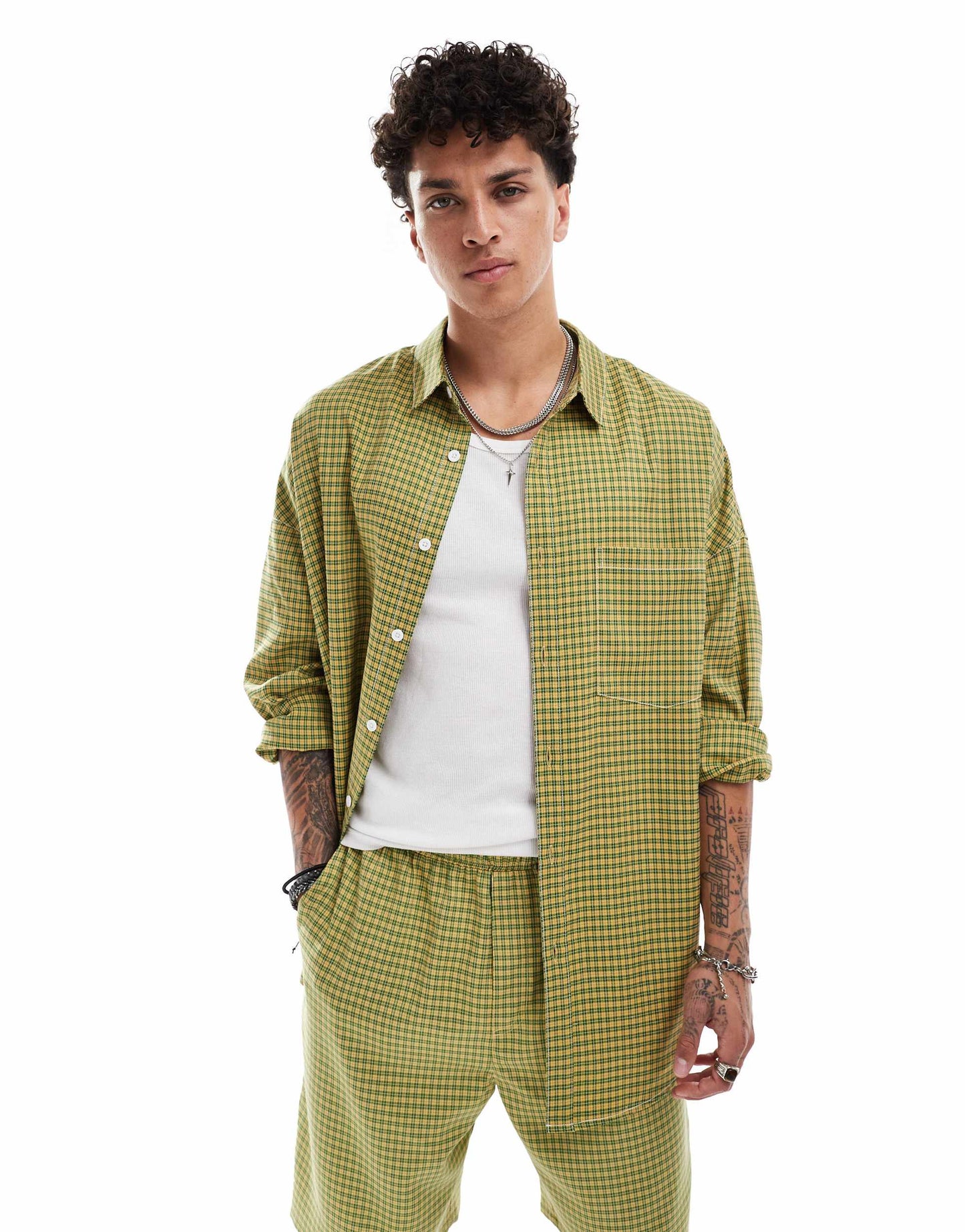 COLLUSION co-ord oversized long sleeve shirt in check