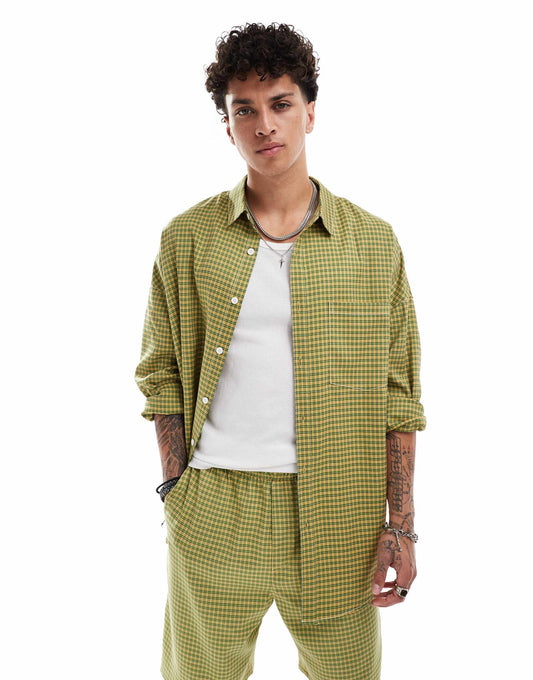 COLLUSION co-ord oversized long sleeve shirt in check