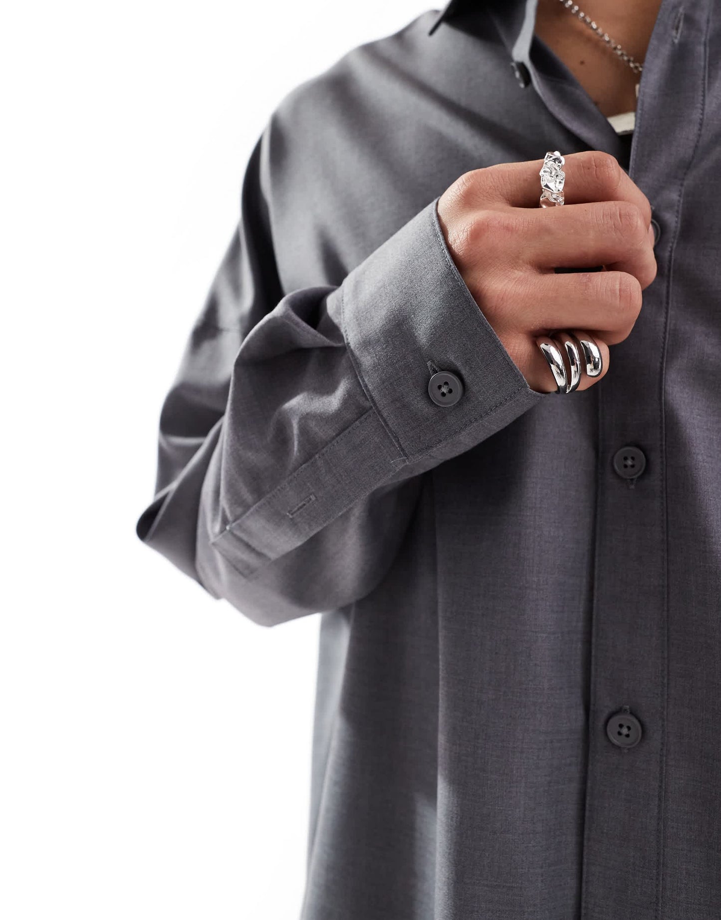 COLLUSION co-ord oversized long sleeve shirt in charcoal