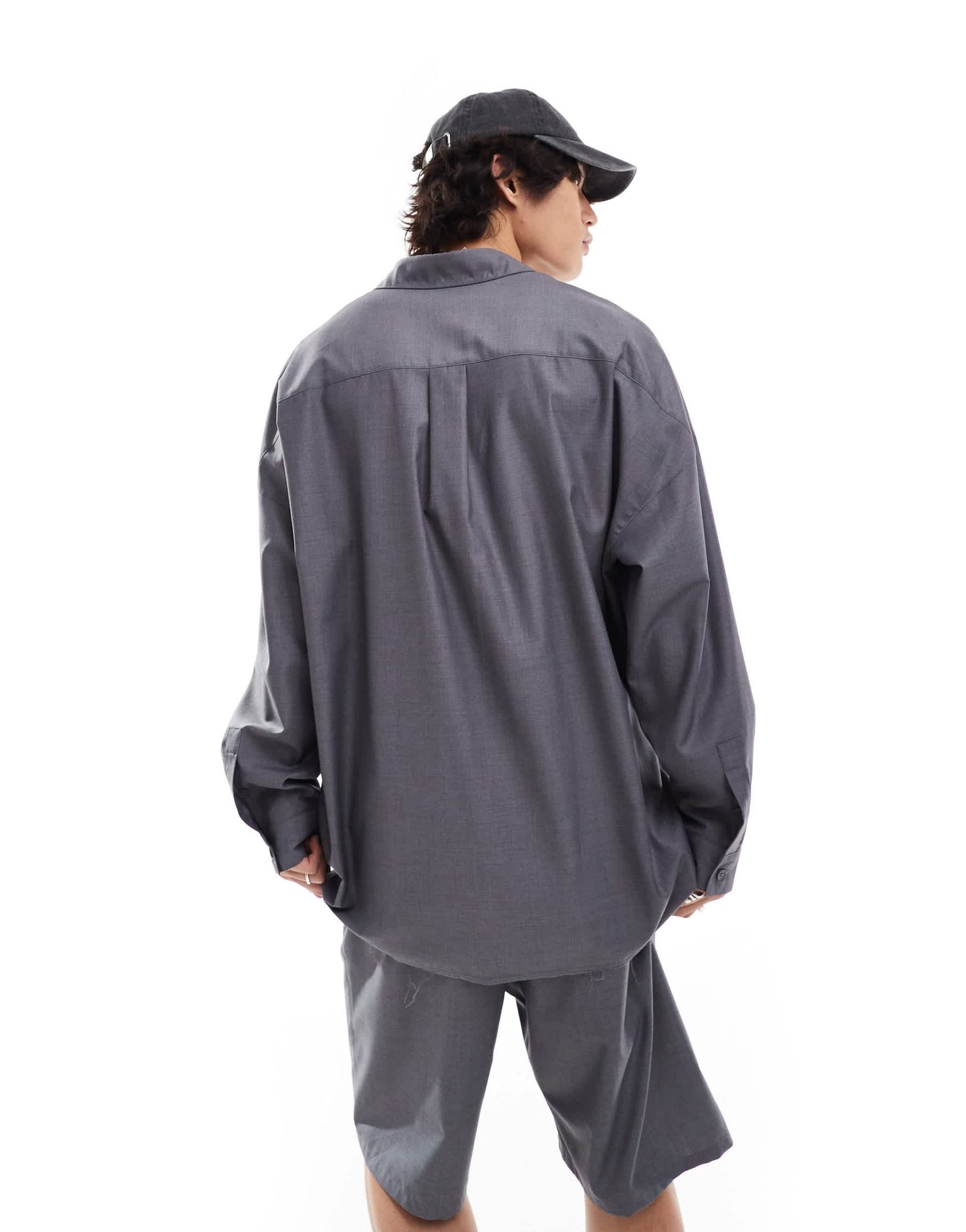 COLLUSION co-ord oversized long sleeve shirt in charcoal