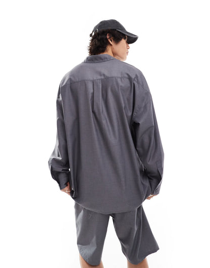 COLLUSION co-ord oversized long sleeve shirt in charcoal