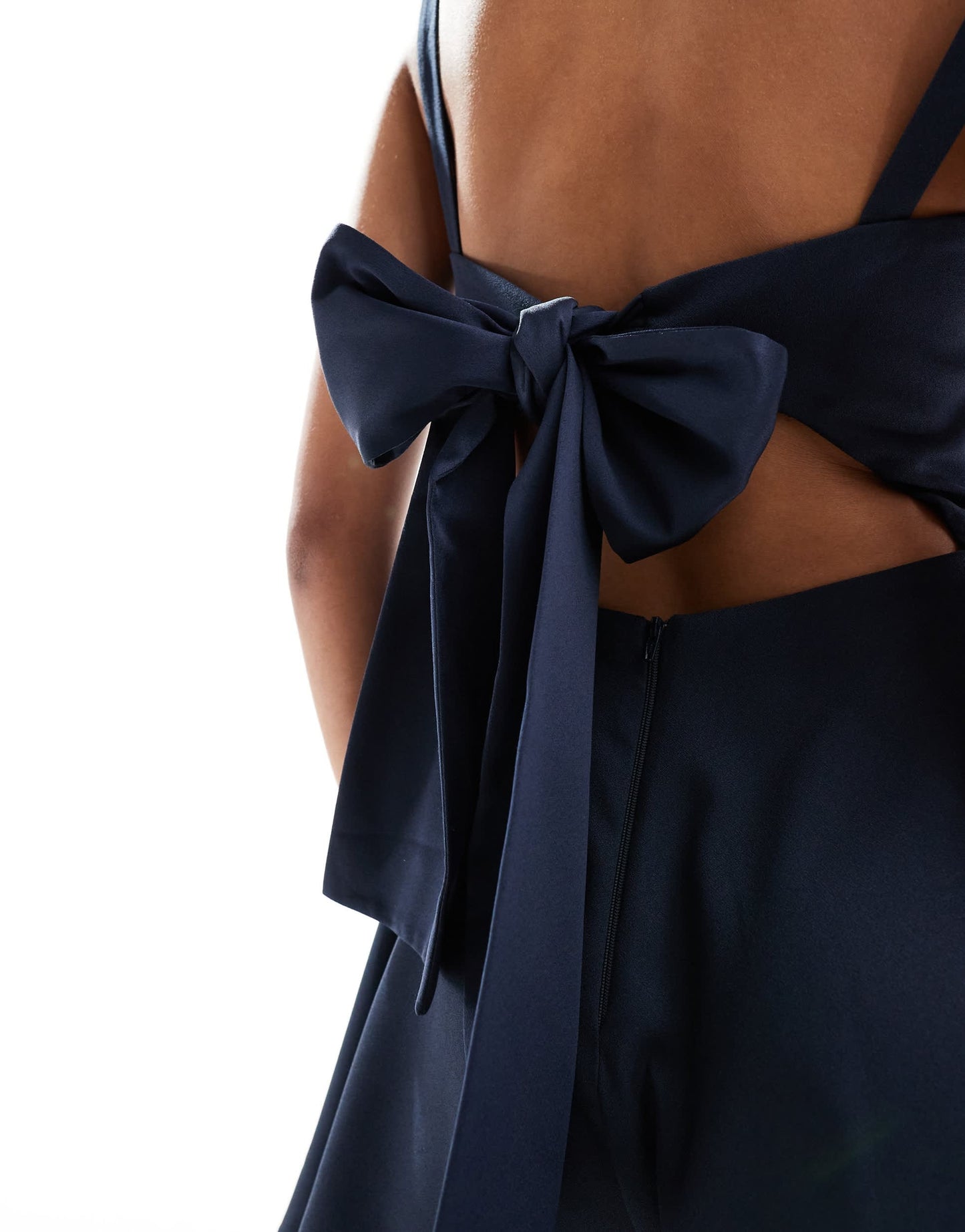 ASOS DESIGN bow back playsuit in navy