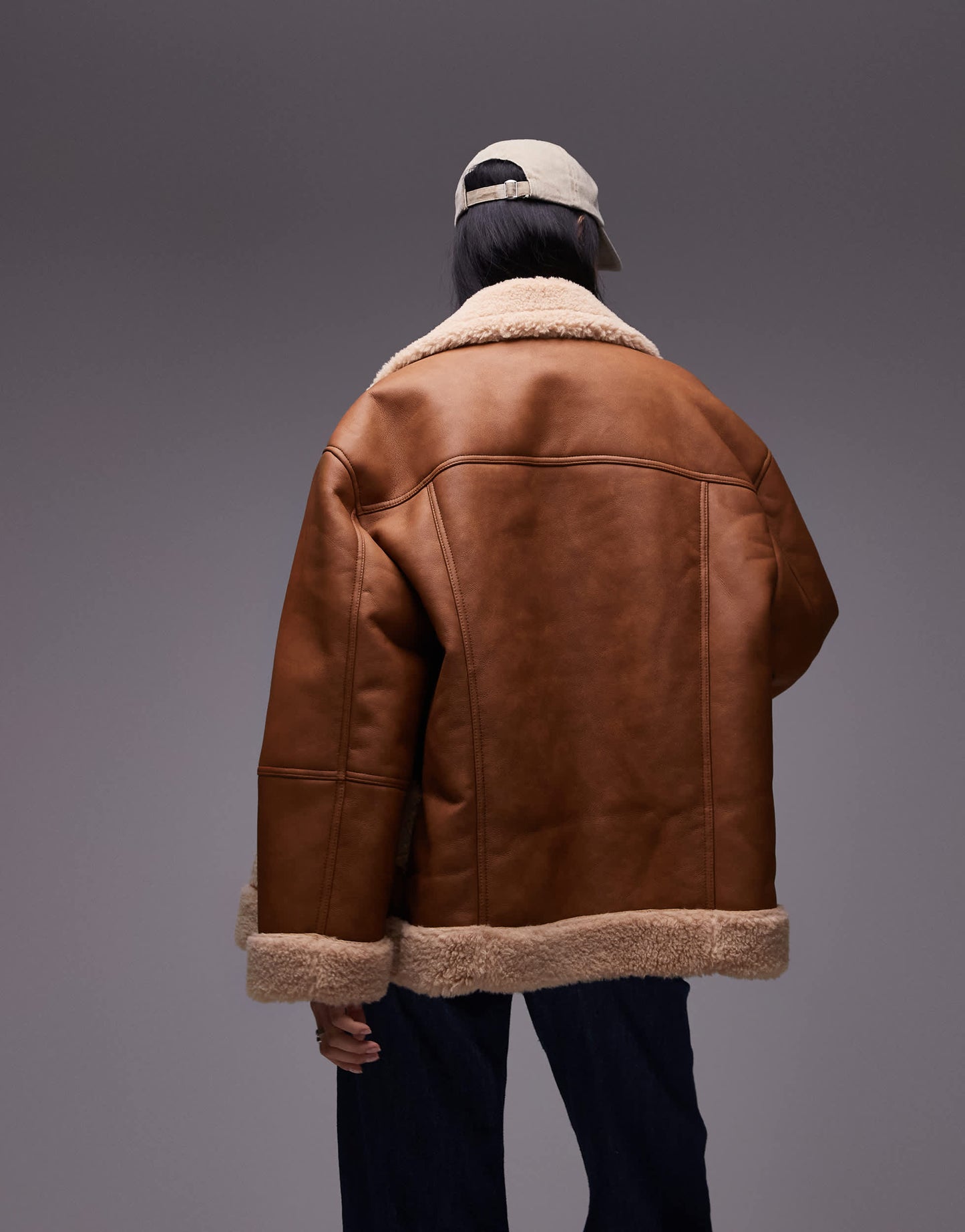 Topshop oversized car coat in tan