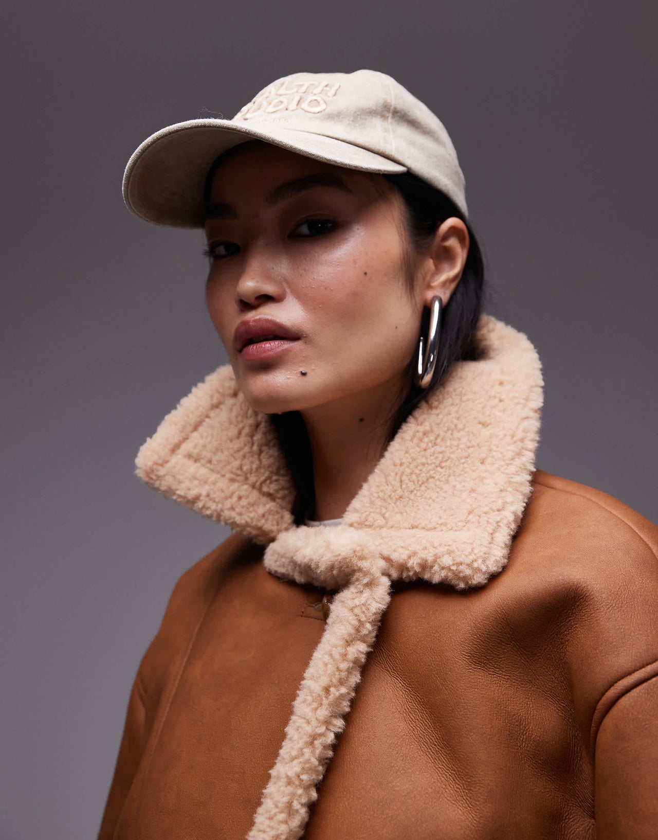 Topshop oversized car coat in tan