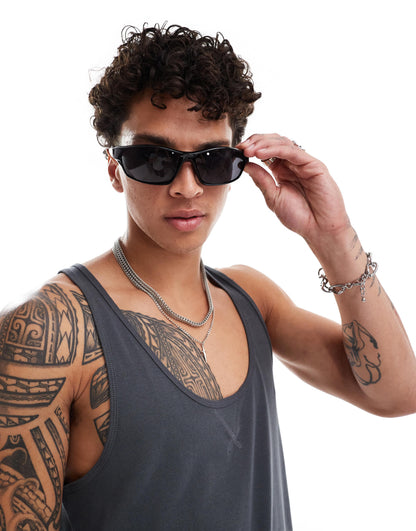 ASOS DESIGN heavyweight vest with seam stitching in charcoal