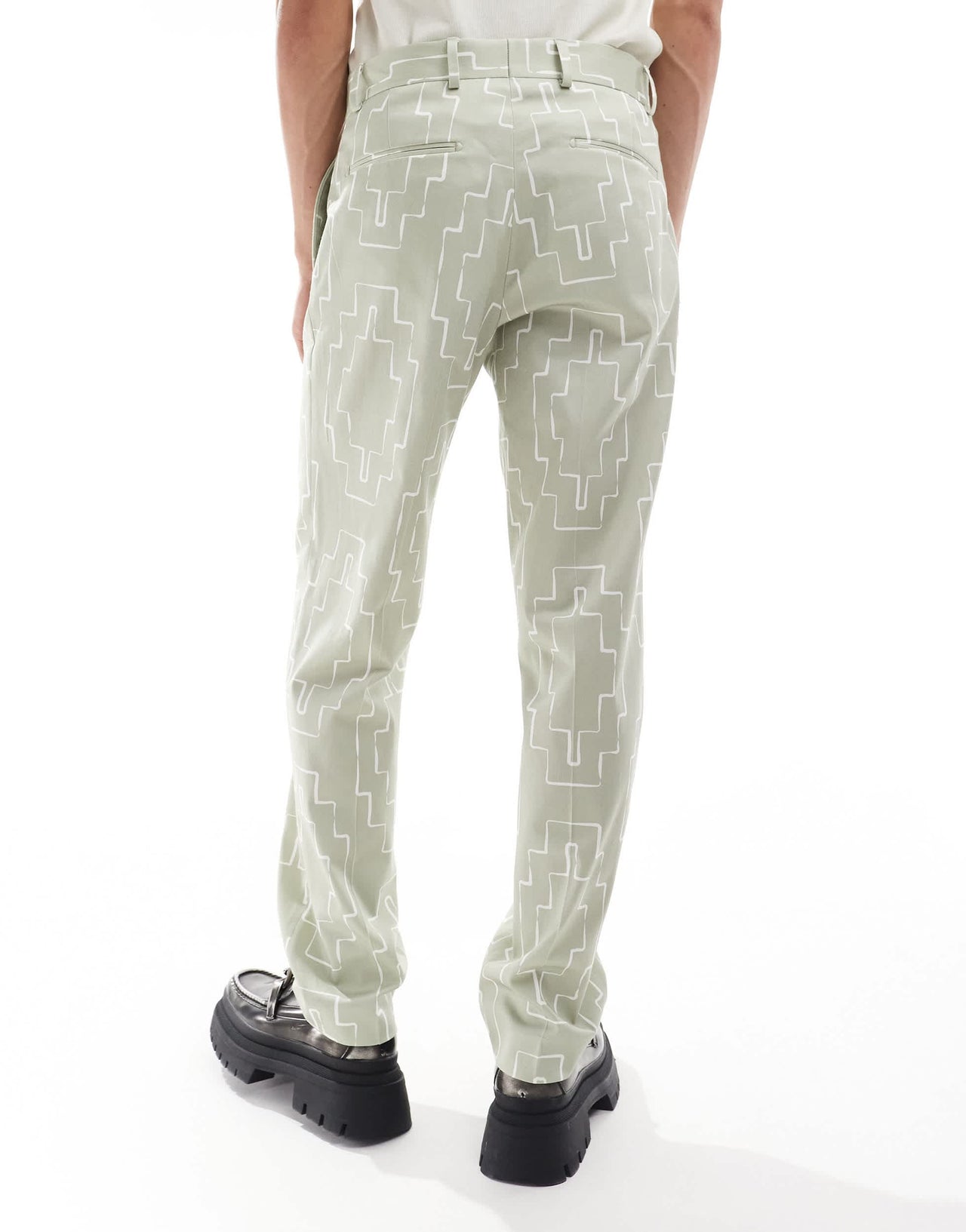 Viggo oversized suit trousers with print in sage green
