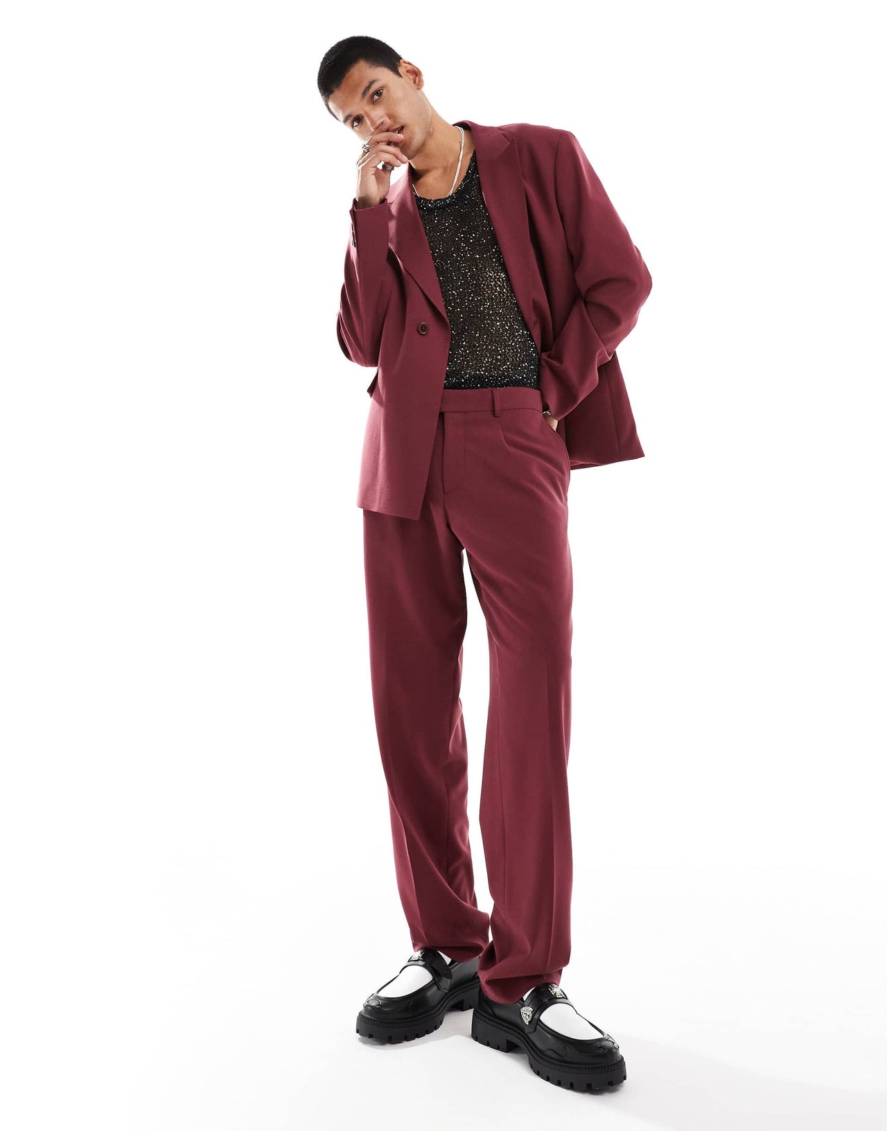 Viggo oversized suit jacket in burgundy co-ord