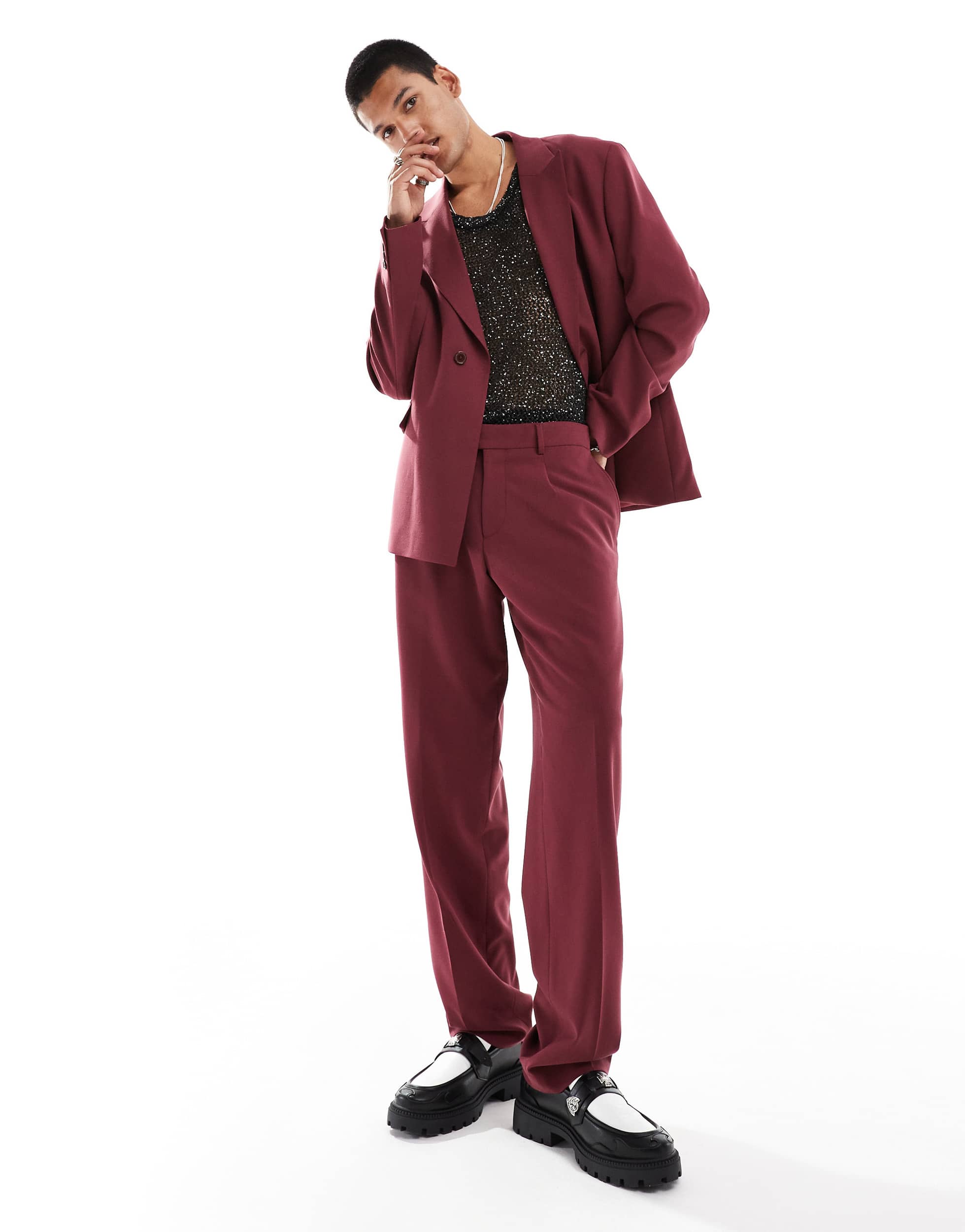 Viggo oversized suit jacket in burgundy co-ord