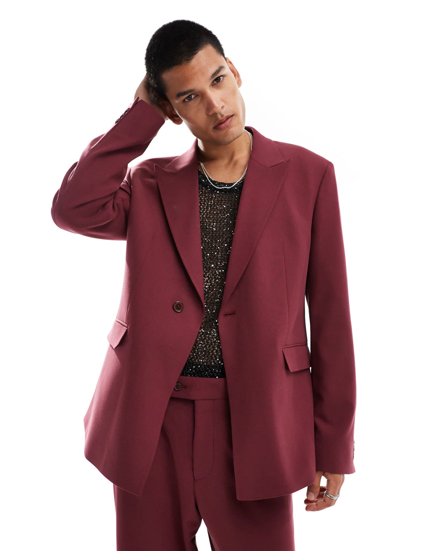 Viggo oversized suit jacket in burgundy co-ord