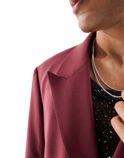Viggo oversized suit jacket in burgundy co-ord