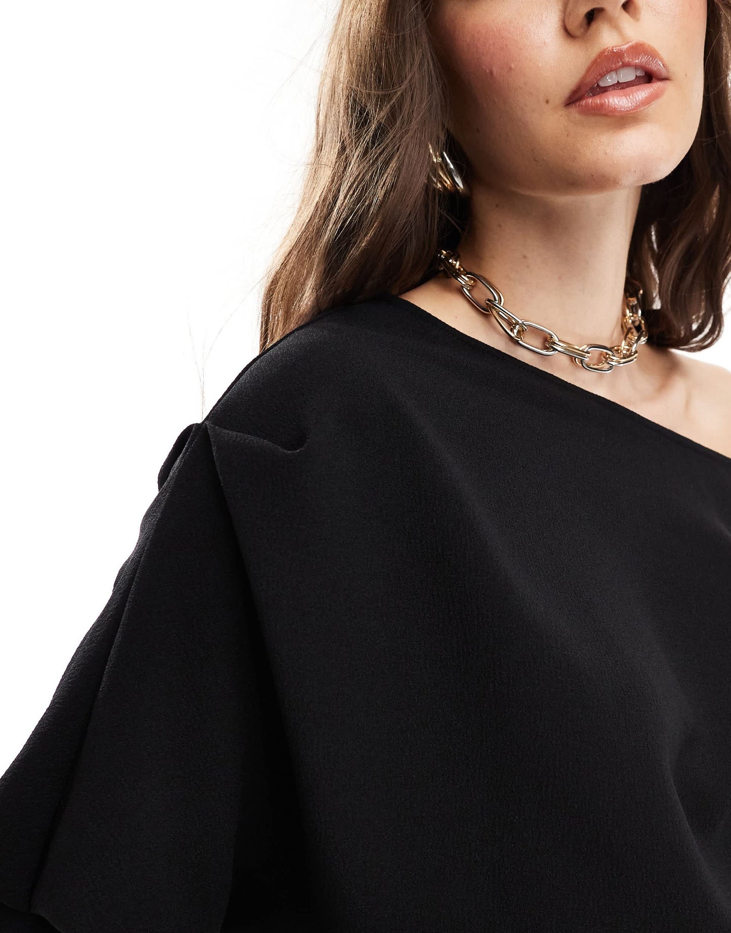 ASOS DESIGN slouchy fallen shoulder mini dress in black