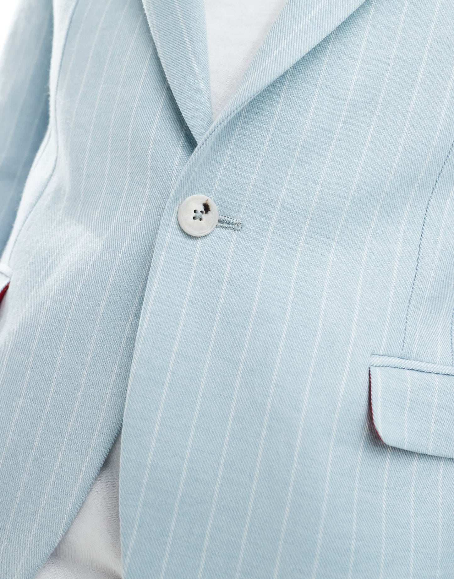 Twisted Tailor slim suit jacket in baby blue pinstripe