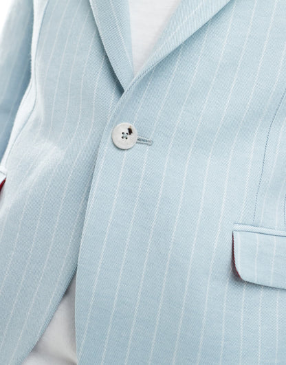 Twisted Tailor slim suit jacket in baby blue pinstripe