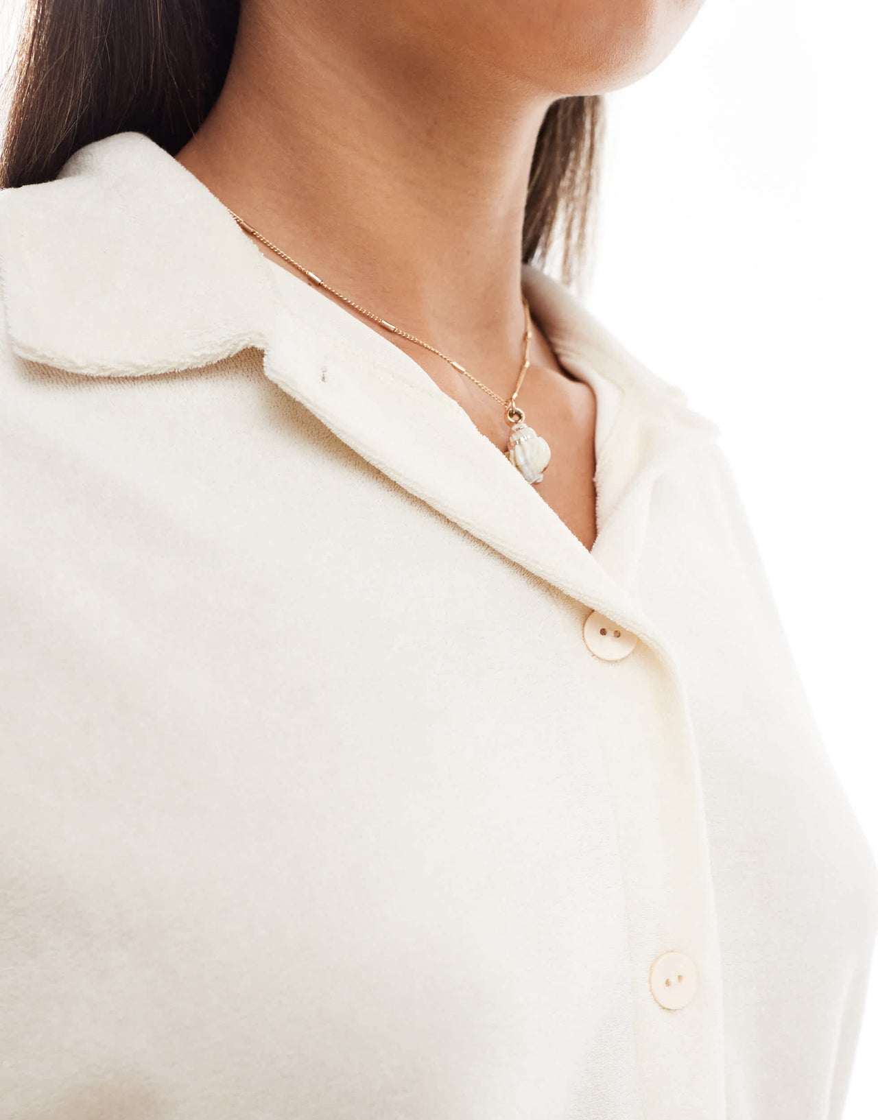 ASOS DESIGN Kelly towelling co-ord beach shirt in cream