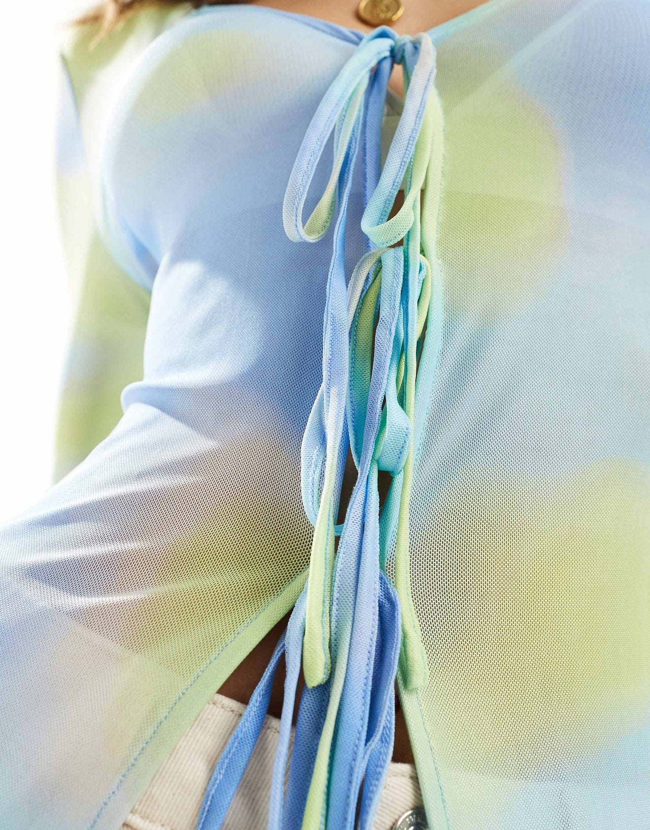 Vero Moda mesh maxi kimono in pastel ombre print