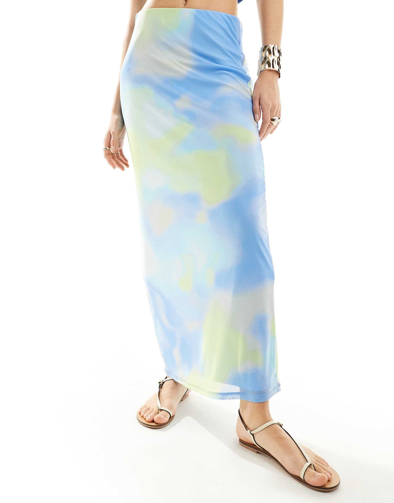 Vero Moda mesh midi skirt co-ord in pastel ombre print