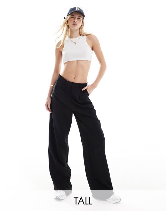 Vero Moda Tall wide leg dad trousers in black