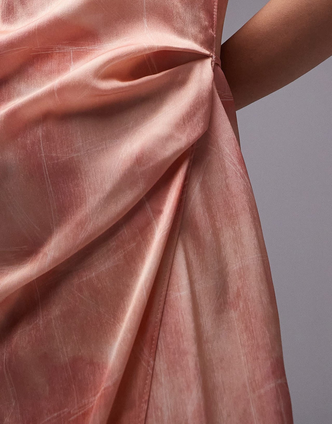 Topshop premium square neck wrap midi slip in dusty pink floral