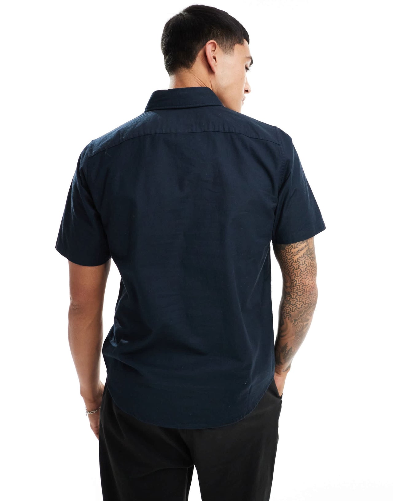 Abercrombie & Fitch icon logo short sleeve oxford shirt in navy