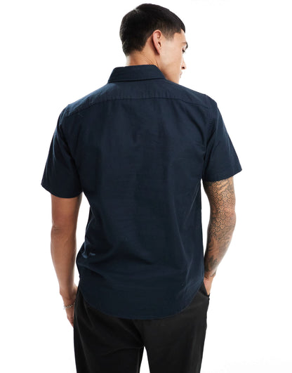 Abercrombie & Fitch icon logo short sleeve oxford shirt in navy