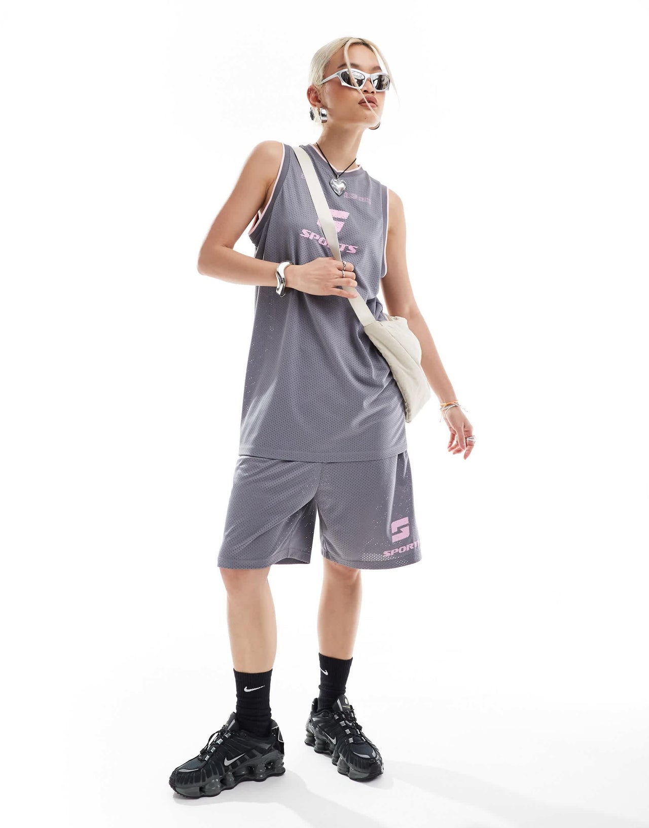COLLUSION oversized sports v neck vest in grey