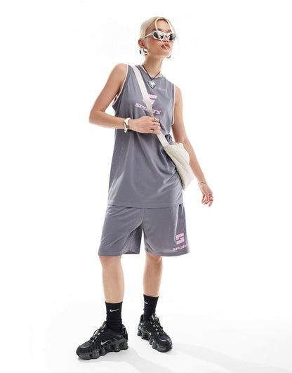 COLLUSION oversized sports v neck vest in grey