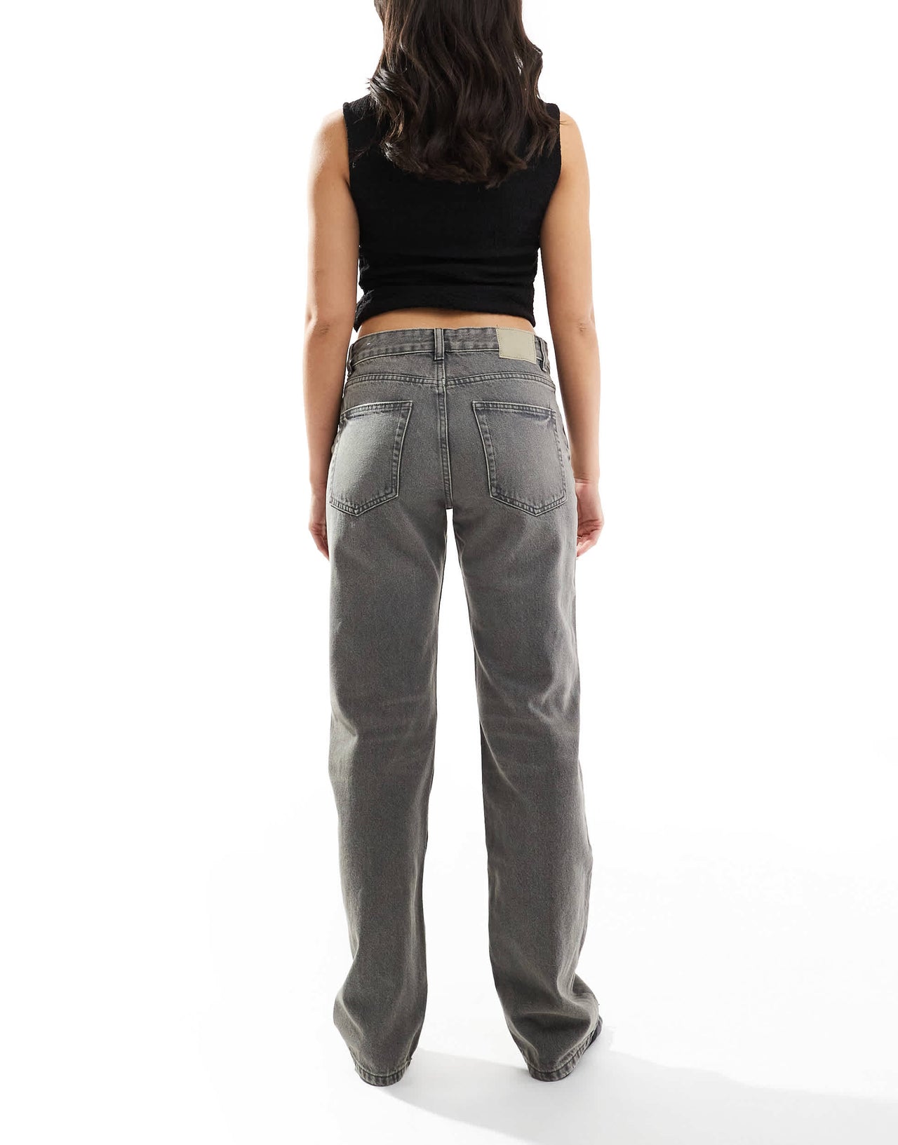 Pull&Bear mid rise straight leg jean in grey