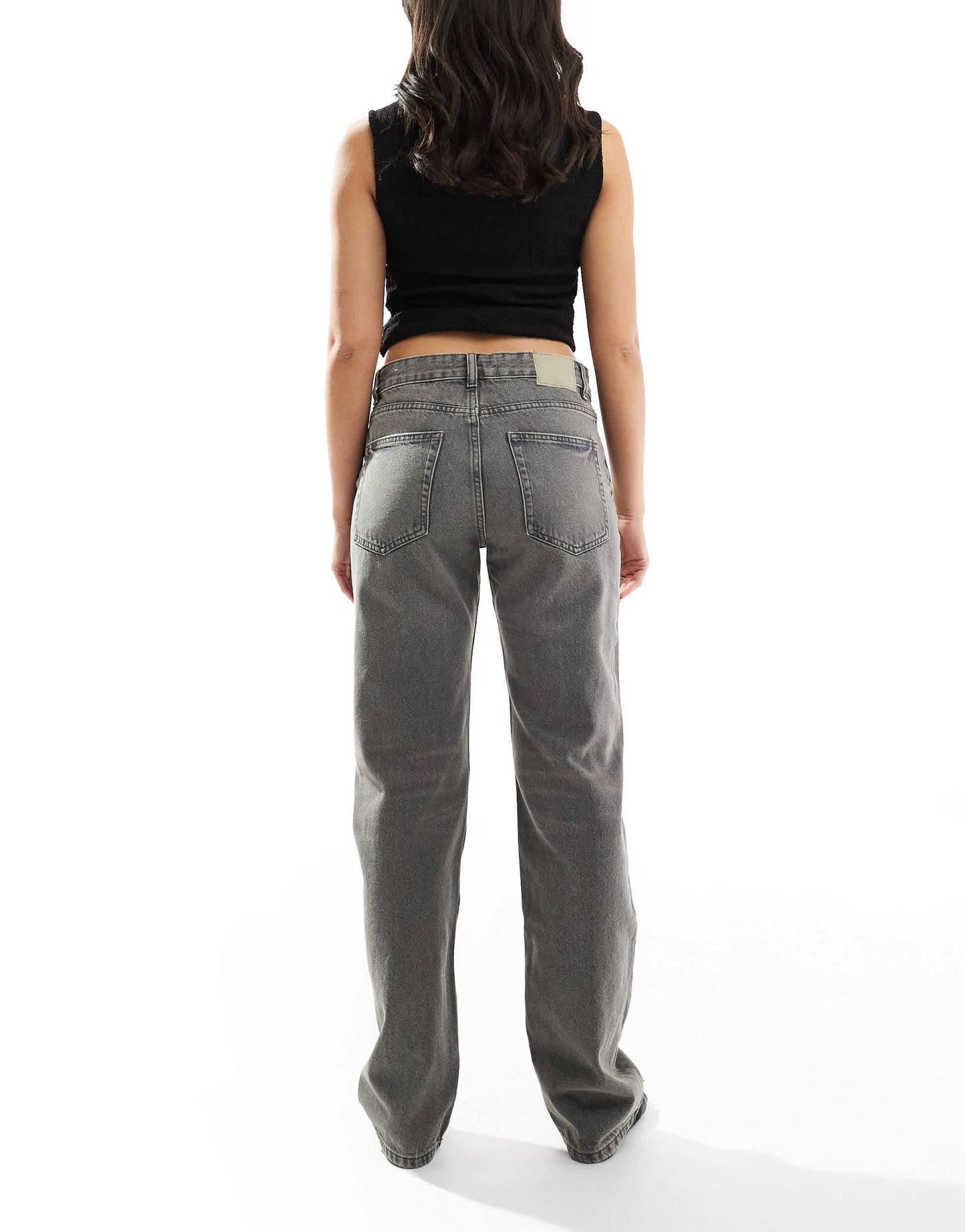 Pull&Bear mid rise straight leg jean in grey