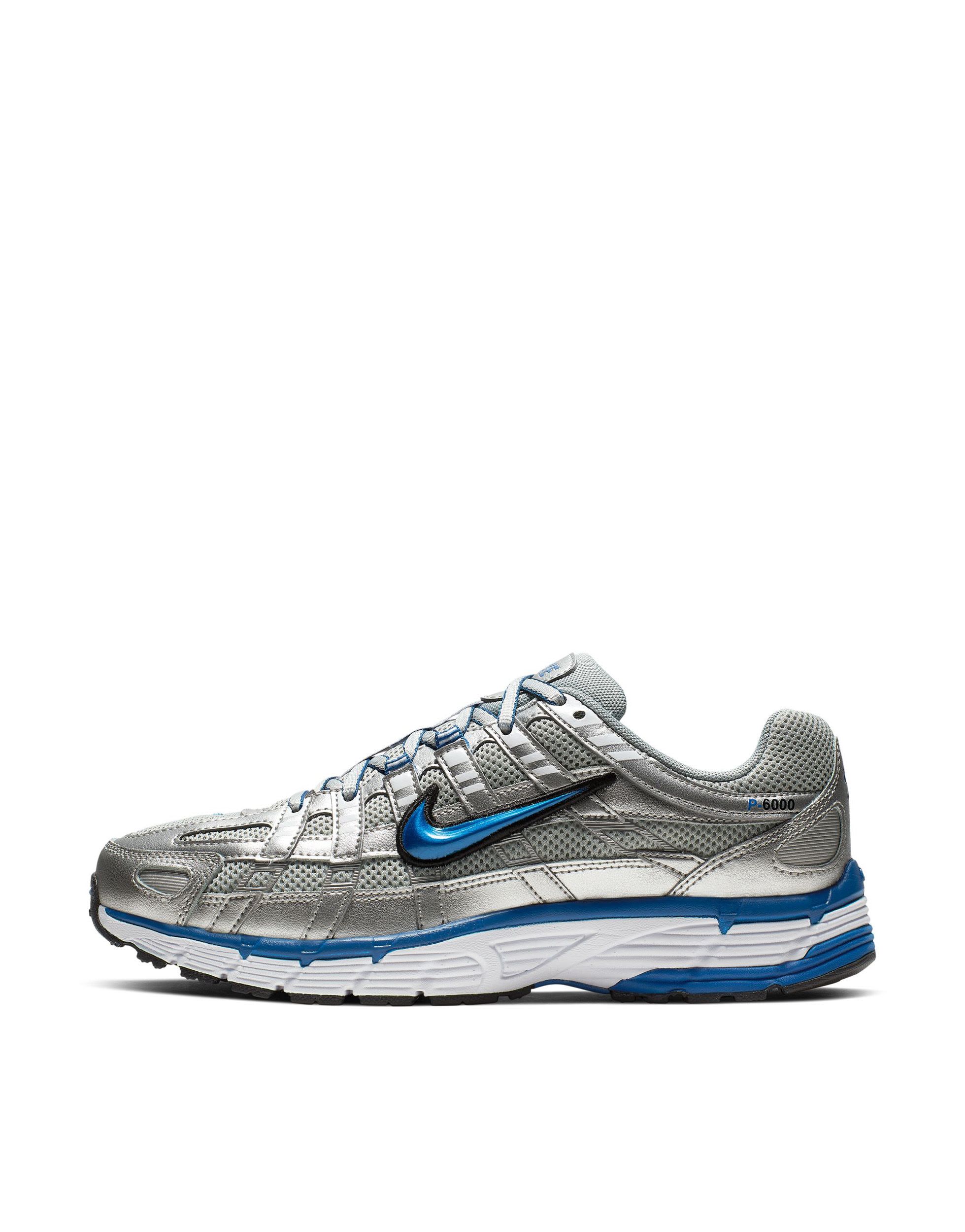 Nike P-6000 trainers in silver and blue