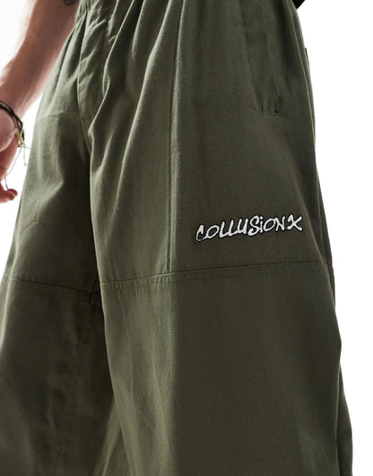COLLUSION relaxed skate pant in khaki