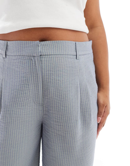 COLLUSION Plus relaxed wide leg trousers in woven stripe - MULTI